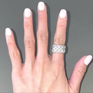 Diamond Simulated Sterling Silver Ring Sz 6